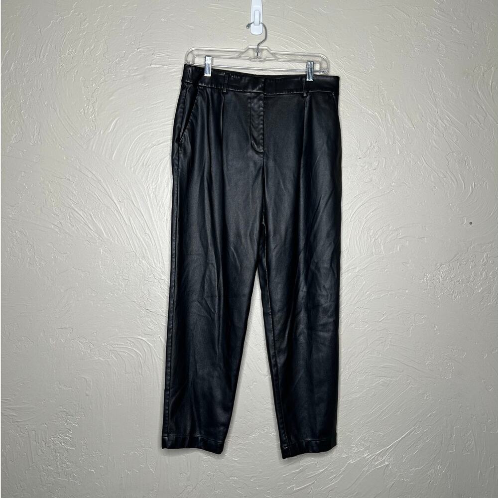 LOFT Women's Black Faux Leather Tapered Ankle Pants Size 6